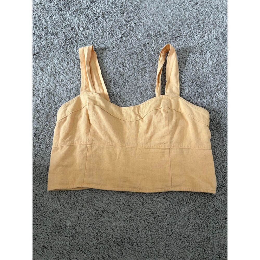 Abercrombie & Fitch Linen Bustier Crop Tank Top Yellow Orange Beach Size Large
